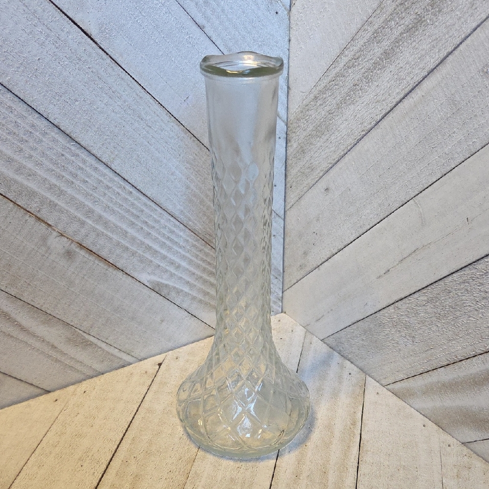 Vintage Clear Glass Decorative Vase Milk Glass Style